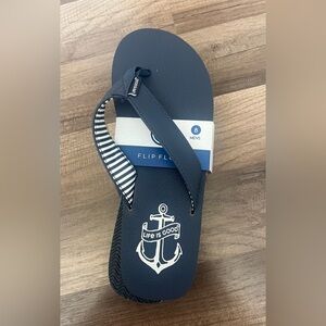 NWT Life Is Good Blue Nautical Flip Flops Mens Size 8